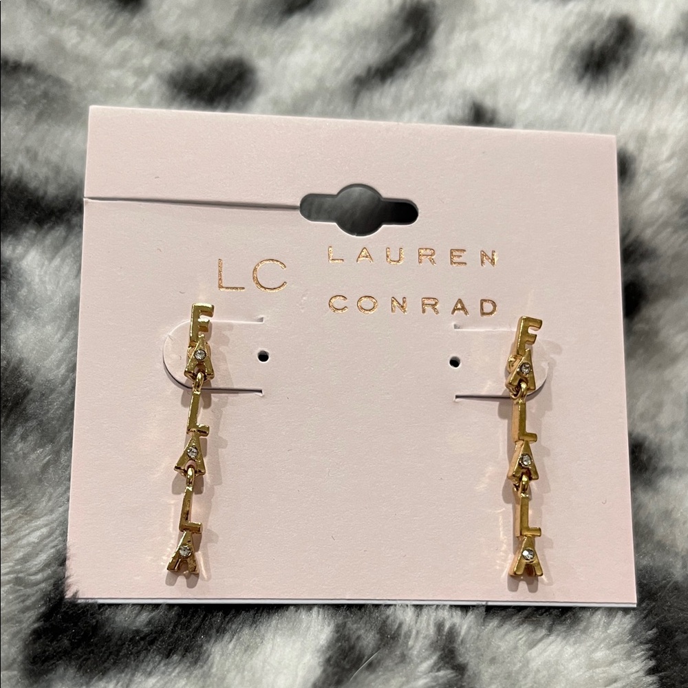 NEW!! LC Lauren Conrad Gold FALALA Holiday Linear Earrings